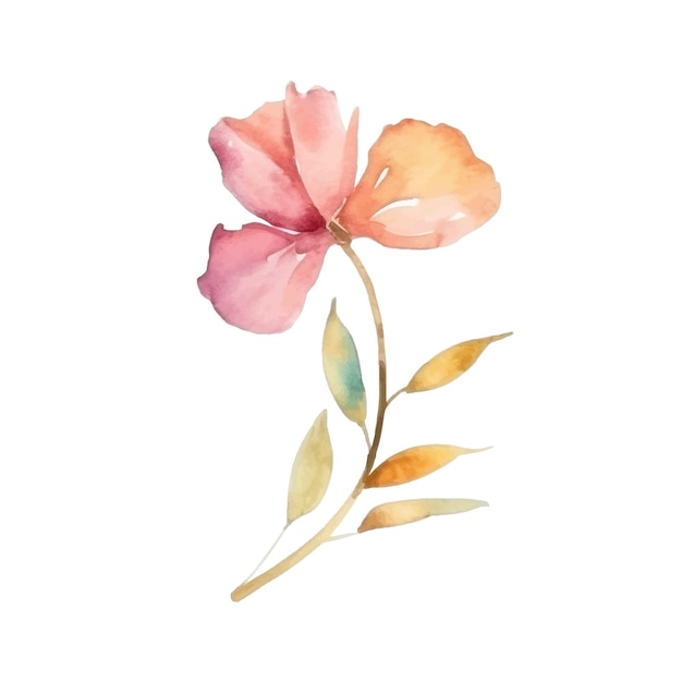 Ilustración de planta de flor de acuarela