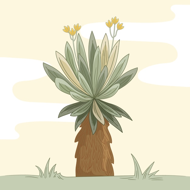 Ilustración de planta de frailejón de diseño plano