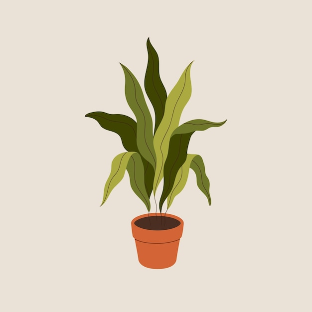 Ilustración de una planta de interior en una olla Ilustración vectorial en estilo plano