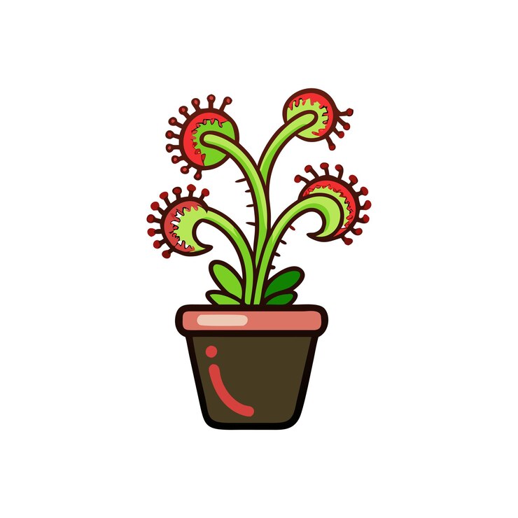Vector ilustración de una planta de interior en una olla