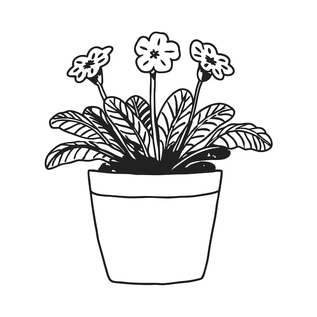 Ilustración de una planta de interior en una olla