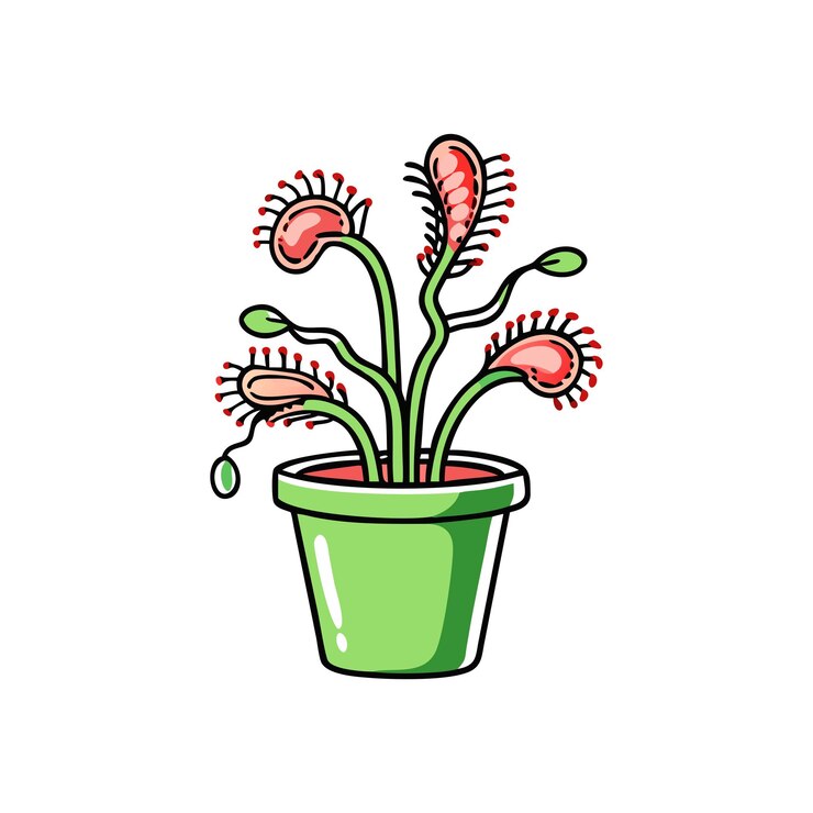 Vector ilustración de una planta de interior en una olla