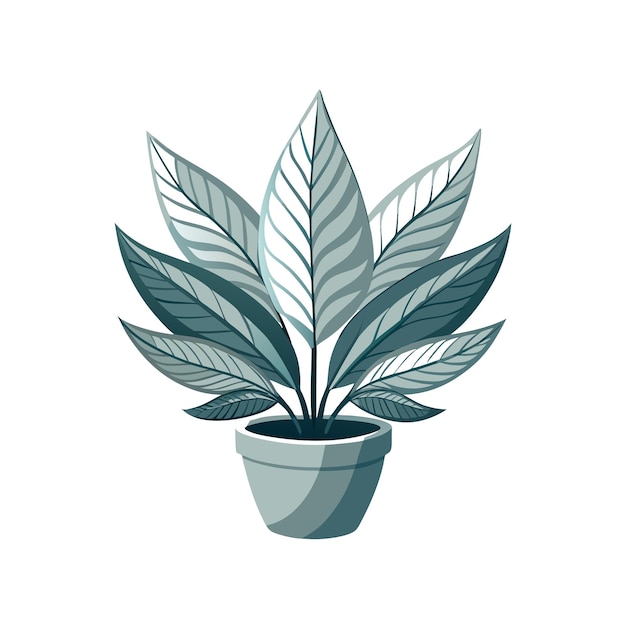 Ilustración de una planta de interior en una olla