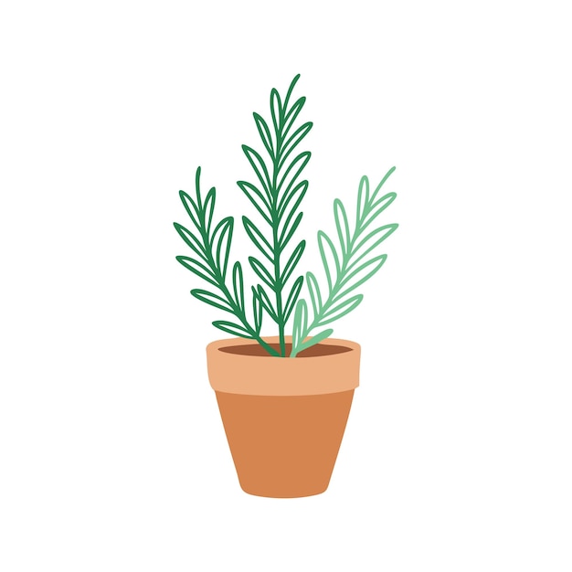Ilustración de una planta de interior en una olla