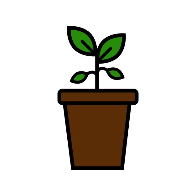 Ilustración de una planta que crece en una olla