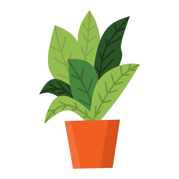 Ilustración de una planta verde con múltiples tallos y hojas de forma ovalada