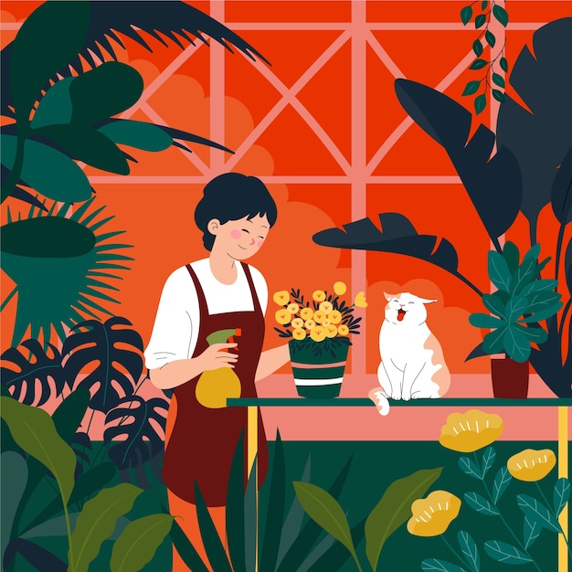 Vector ilustración de plantas de interior