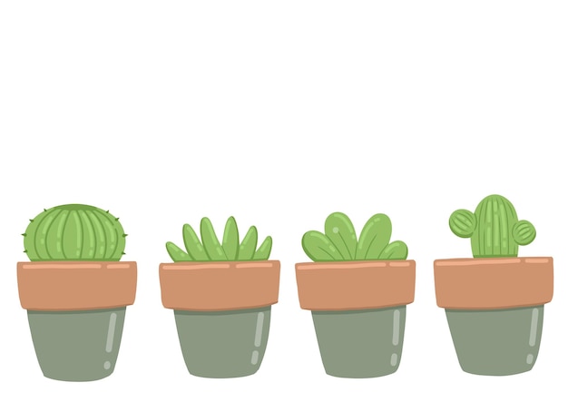 Ilustración de plantas en maceta para la decoración de la exhibición