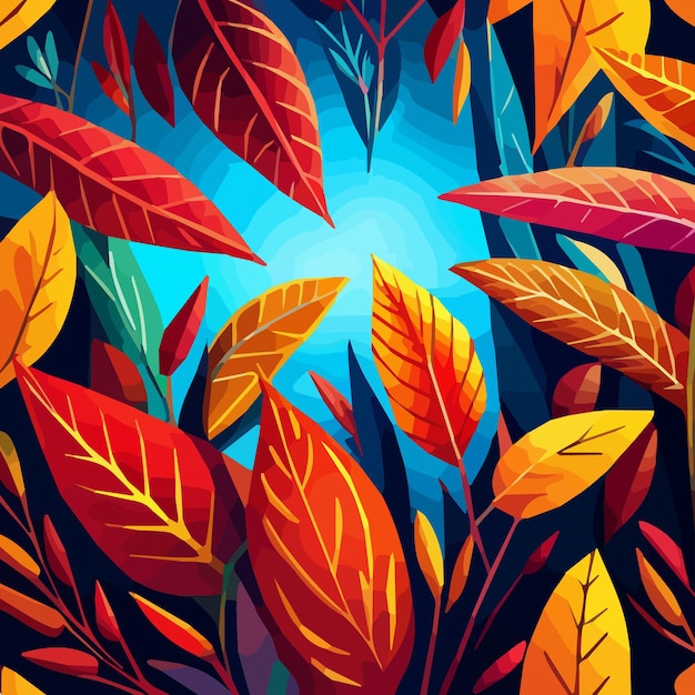 Ilustración de plantas tropicales de colores en forma de un vector de ilustración de textura de patrón