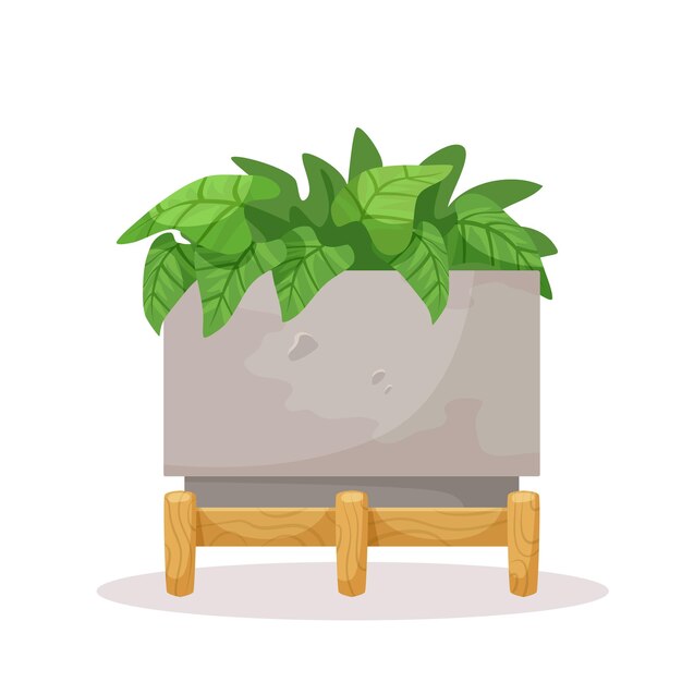 Ilustración de plantas verdes en macetas estilo vectorial en un fondo blanco concepto de decoración del hogar Ilustración vectorial