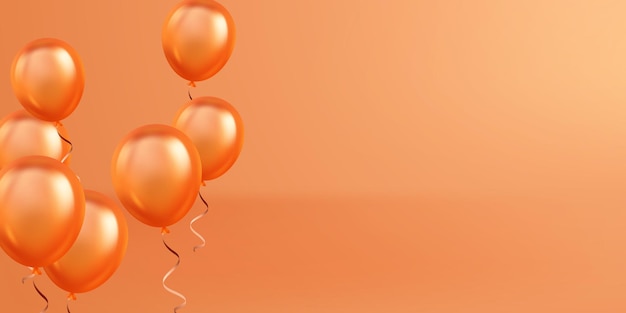 Vector ilustración de plantilla de banner de fondo de vector de diseño de globo 3d naranja hermoso