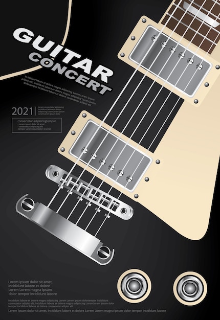 Vector ilustración de plantilla de cartel de concierto de guitarra