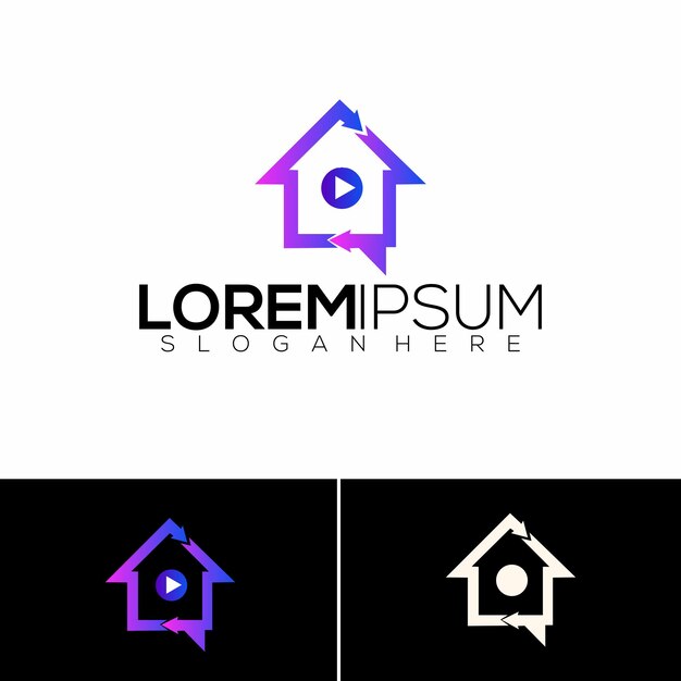 Ilustración de plantilla completa de color de diseño de logotipo degradado de inicio