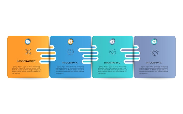 Ilustración plantilla de concepto infográfico con iconos y 4 opciones o pasos para la presentación