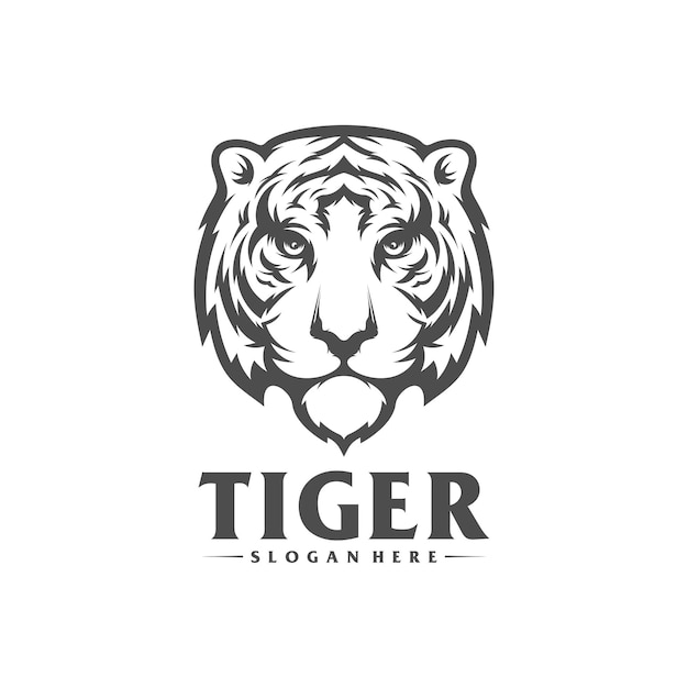 Ilustración de plantilla de diseño creativo de vector de diseño de logotipo de tigre de cabeza