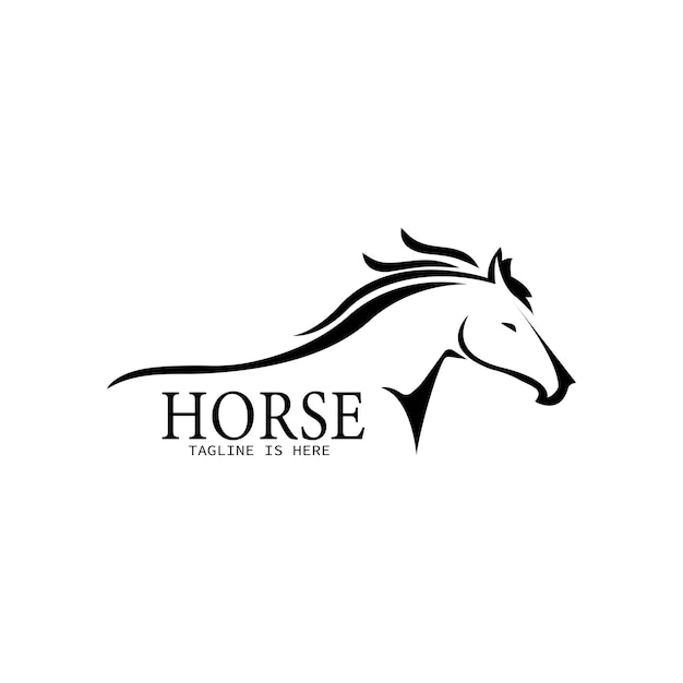 Ilustración de plantilla de diseño creativo vectorial de diseño de logotipo de caballo rápido