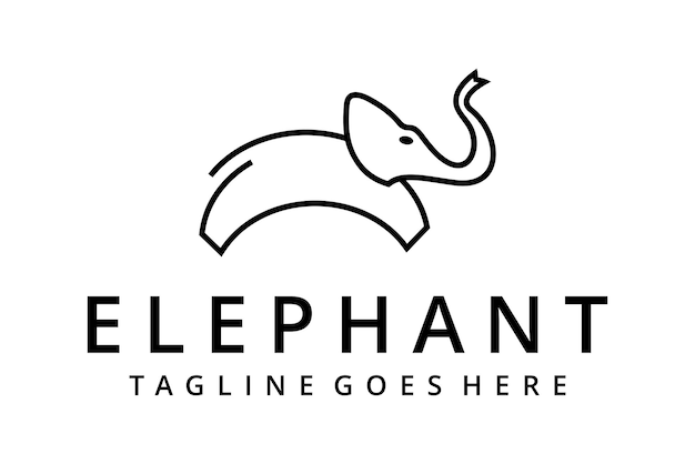 Ilustración de plantilla de diseño de estilo de logotipo de elefante creativo