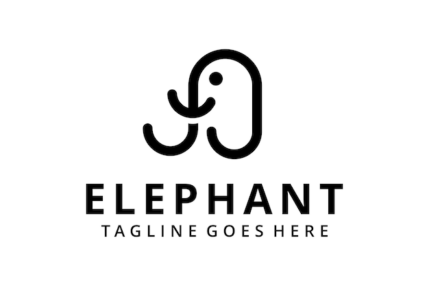 Ilustración de plantilla de diseño de estilo de logotipo de elefante moderno creativo