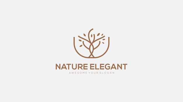 Ilustración de plantilla de diseño de logotipo de árbol elegante de naturaleza