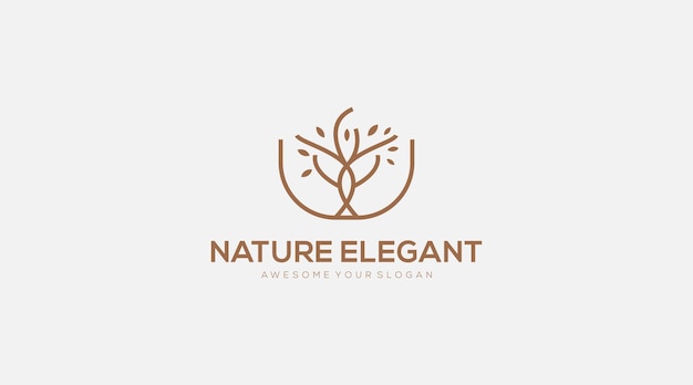 Ilustración de plantilla de diseño de logotipo de árbol elegante de naturaleza