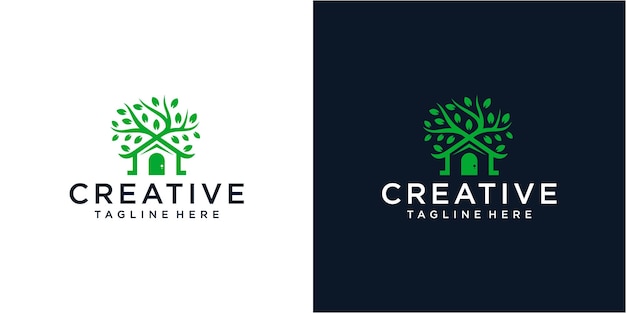 Ilustración de la plantilla de diseño del logotipo de la casa del árbol