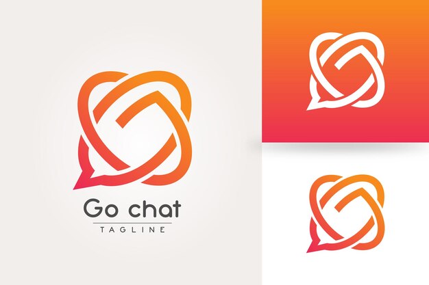 Ilustración de plantilla de diseño de logotipo de chat de carta GO