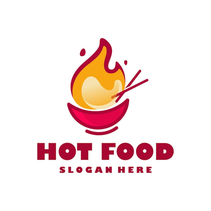 Vector ilustración de plantilla de diseño de logotipo de comida caliente asiática