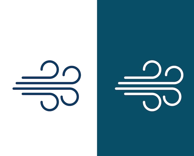 Ilustración de la plantilla de diseño del logotipo del icono vectorial del viento