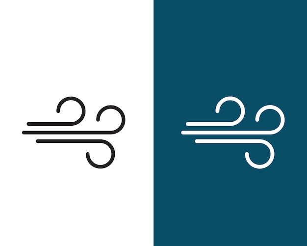 Ilustración de la plantilla de diseño del logotipo del icono vectorial del viento