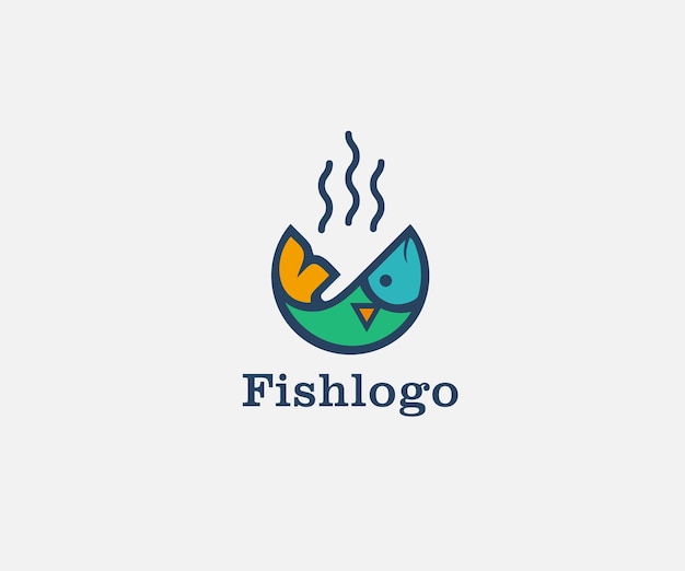 Ilustración de plantilla de diseño de logotipo de mariscos de logotipo de comida de pescado