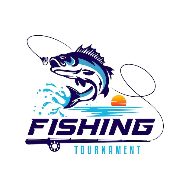 Ilustración de plantilla de diseño de logotipo de pesca Logotipo de pesca deportiva
