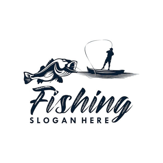 Ilustración de plantilla de diseño de logotipo de pesca
