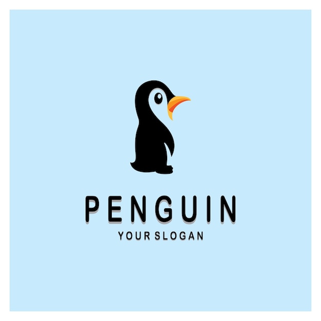 Ilustración de plantilla de diseño de logotipo de pingüino simple