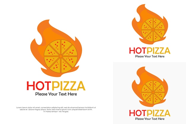 Ilustración de la plantilla de diseño del logotipo de la pizza caliente