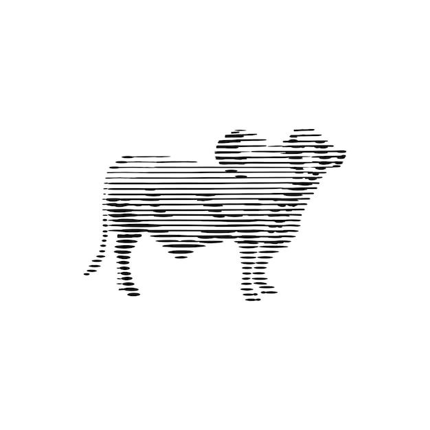 Ilustración de plantilla de diseño de logotipo de vaca de línea de arte