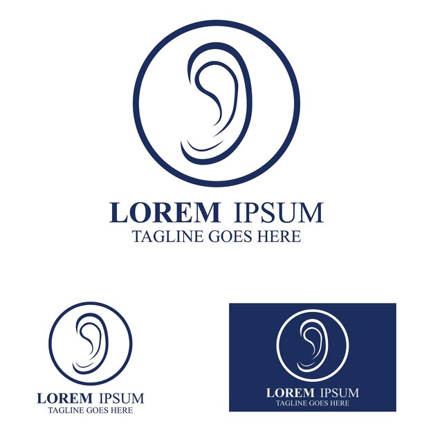 Ilustración de la plantilla de diseño del vector del logotipo del icono del sentido de la audición o del oído