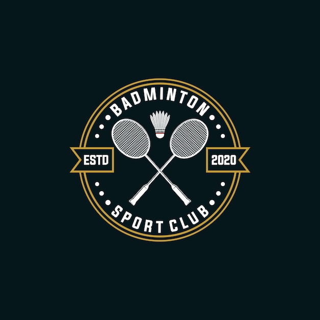 ilustración de plantilla gráfica de vector de bádminton de torneo deportivo en estilo de emblema de insignia