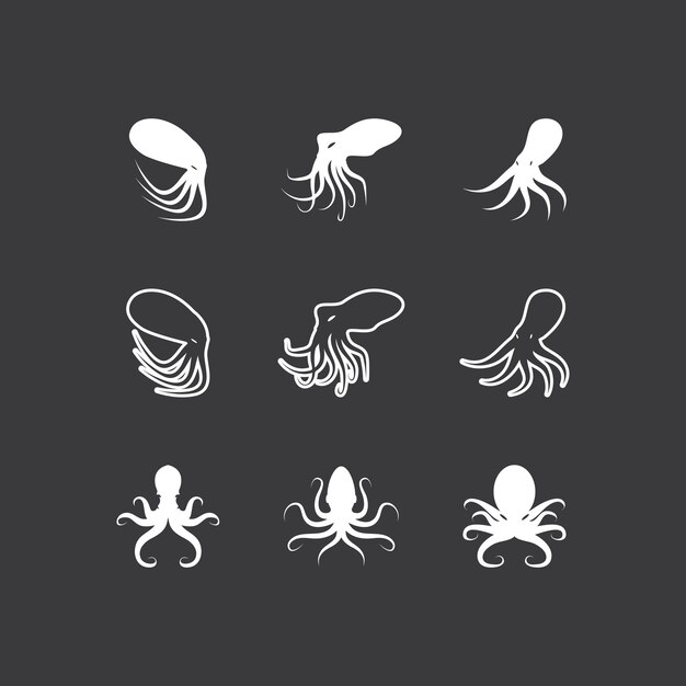 Ilustración de plantilla de icono de pulpo y vector de símbolos