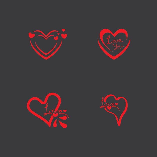 Ilustración de la plantilla de icono y símbolo del vector del corazón del amor