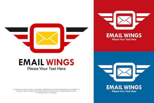Ilustración de la plantilla del logotipo de las alas de correo electrónico