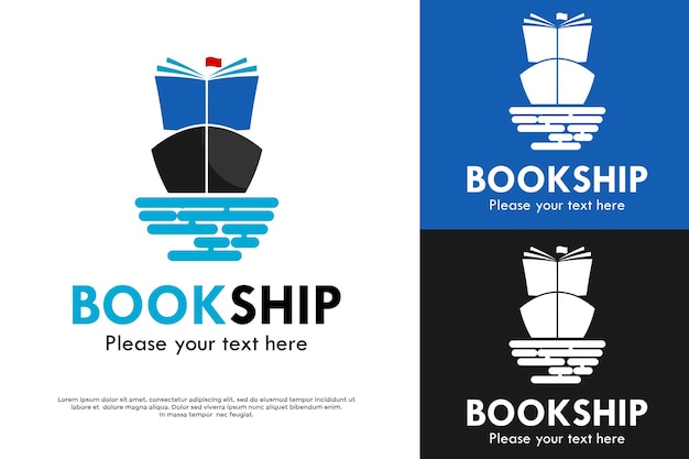 Vector ilustración de la plantilla del logotipo del barco del libro