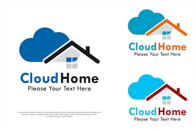 Ilustración de la plantilla del logotipo de la casa en la nube