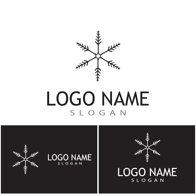 Ilustración de plantilla de logotipo de copos de nieve