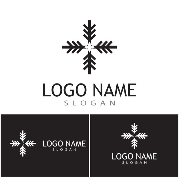 Ilustración de plantilla de logotipo de copos de nieve