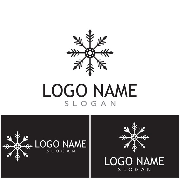 Ilustración de plantilla de logotipo de copos de nieve