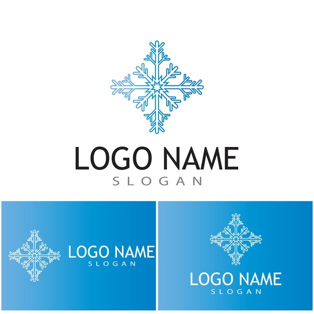 Ilustración de plantilla de logotipo de copos de nieve