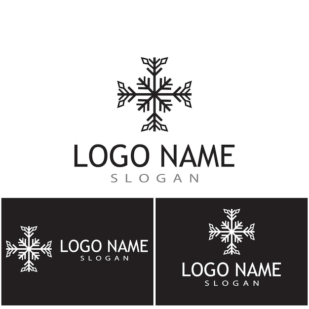 Ilustración de plantilla de logotipo de copos de nieve