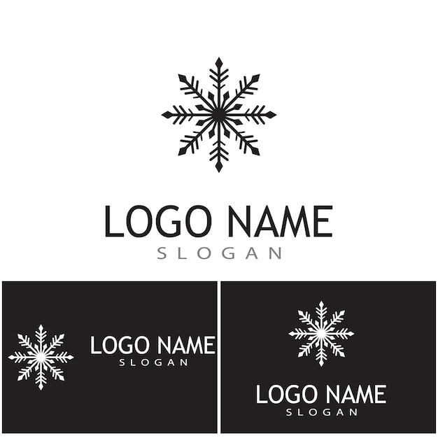 Ilustración de plantilla de logotipo de copos de nieve