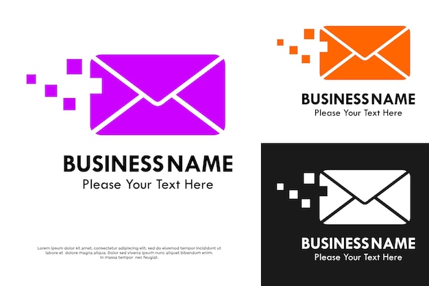 Ilustración de la plantilla del logotipo de correo de píxeles