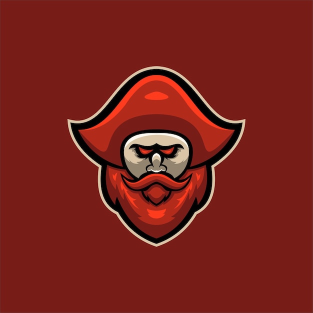 Ilustración de plantilla de logotipo de dibujos animados de cabeza de pirata. esport logo juegos vector premium